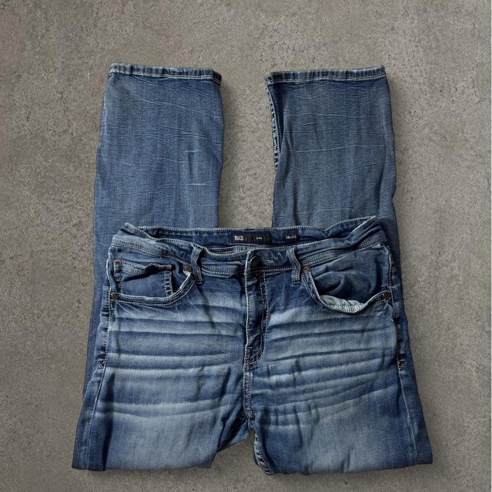 BKE Jake Bootcut Jeans Mens 36x32 Blue Distressed Y2K Denim
